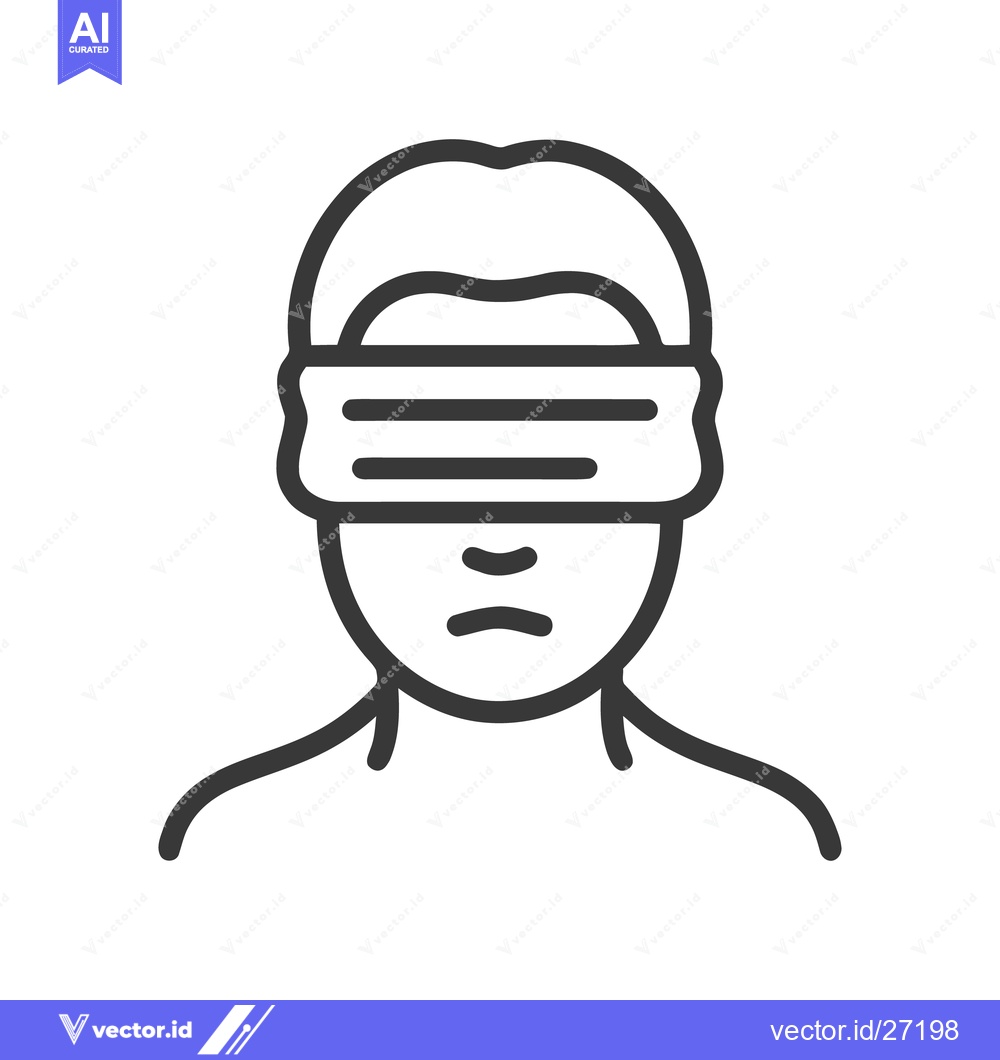 Premium Vector dari Blindfolded Figure: Minimalist Line Art Symbolizing Ignorance or Lack