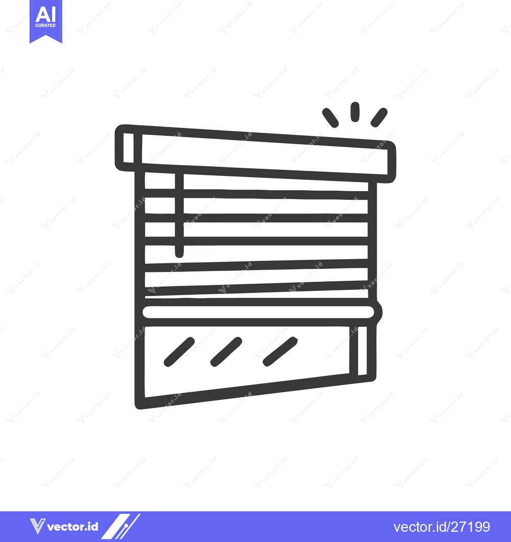 Premium Vector dari Minimalist Icon of Open Window Blinds with Light Rays