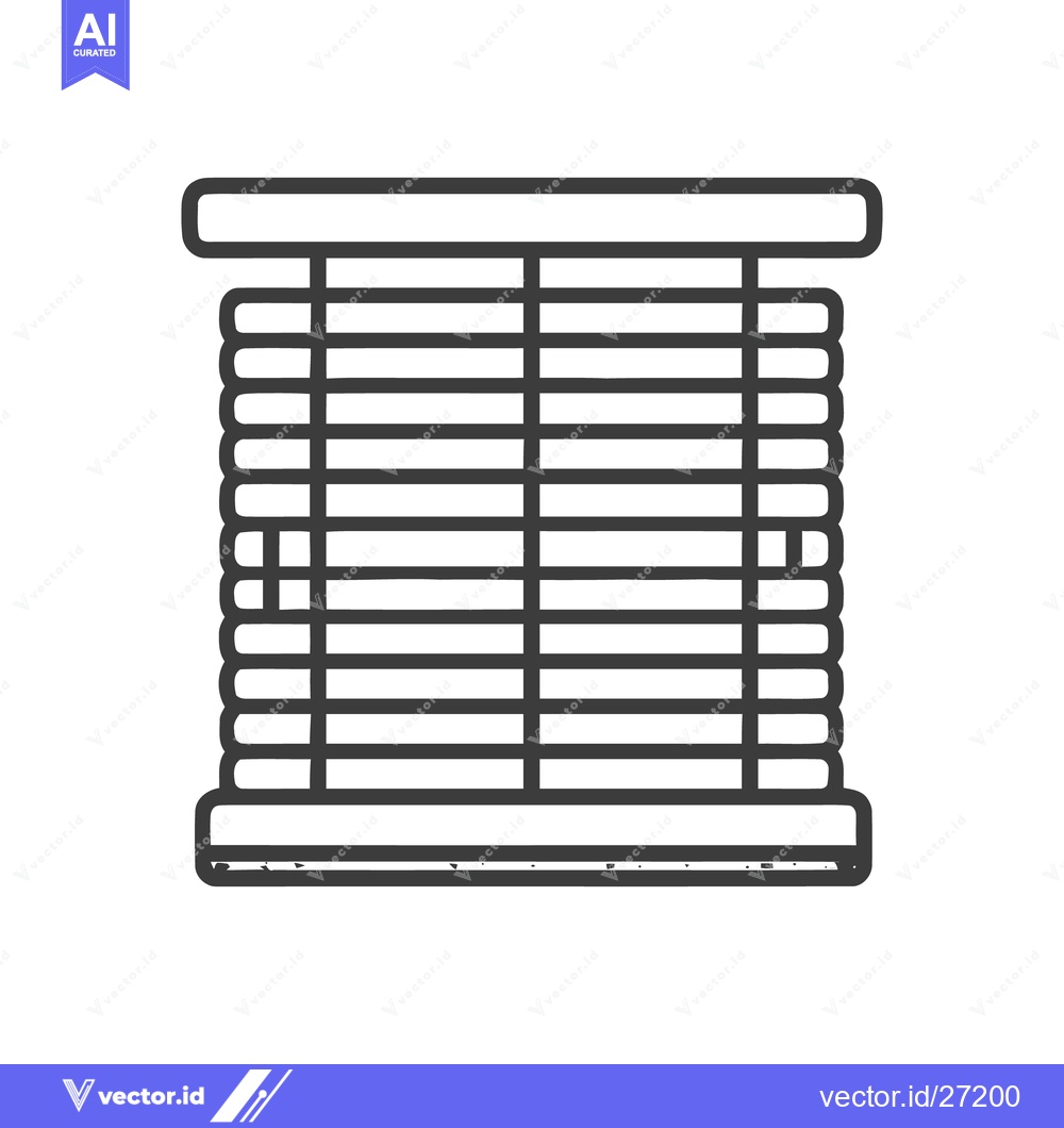 Premium Vector of Minimalist Window Blinds Icon: Clean Line Art Illustration on White Ba