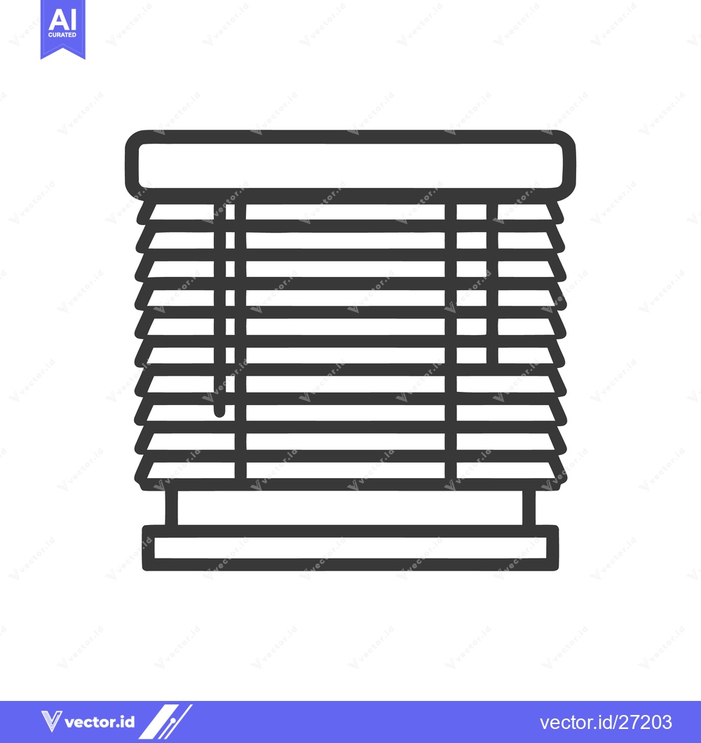 Premium Vector dari Minimalist Window Blinds Icon: Black Outline on White Background