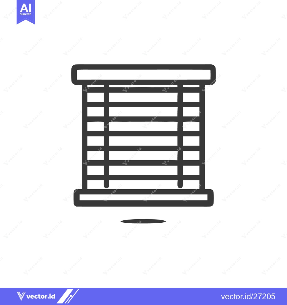 Premium Vector dari Minimalist Window Blinds Icon: Clean Line Art Illustration on White Ba