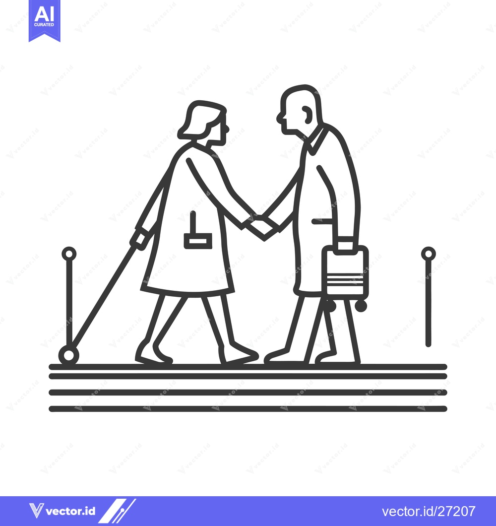 Premium Vector of Blind woman shaking hands with a man carrying a briefcase
