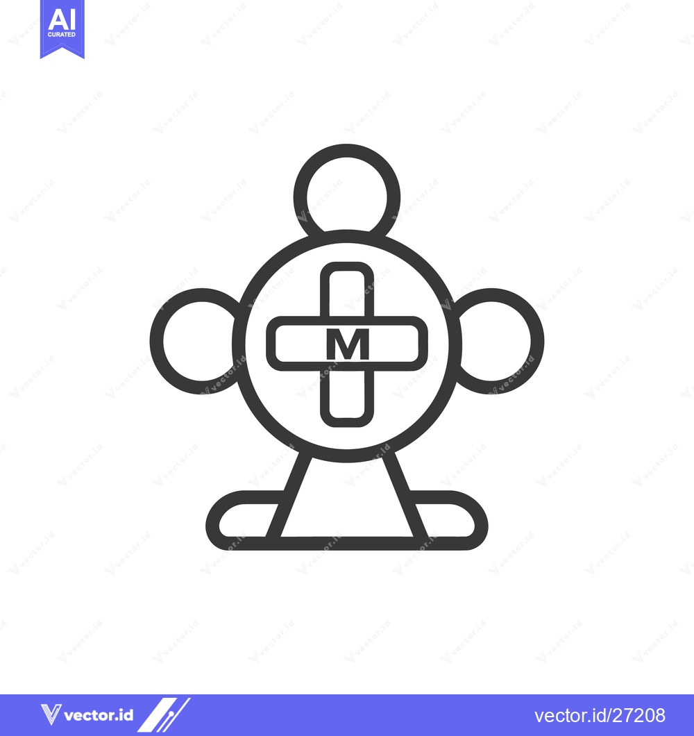 Premium Vector of Simple icon of a human shaped figure with a cross and letter M