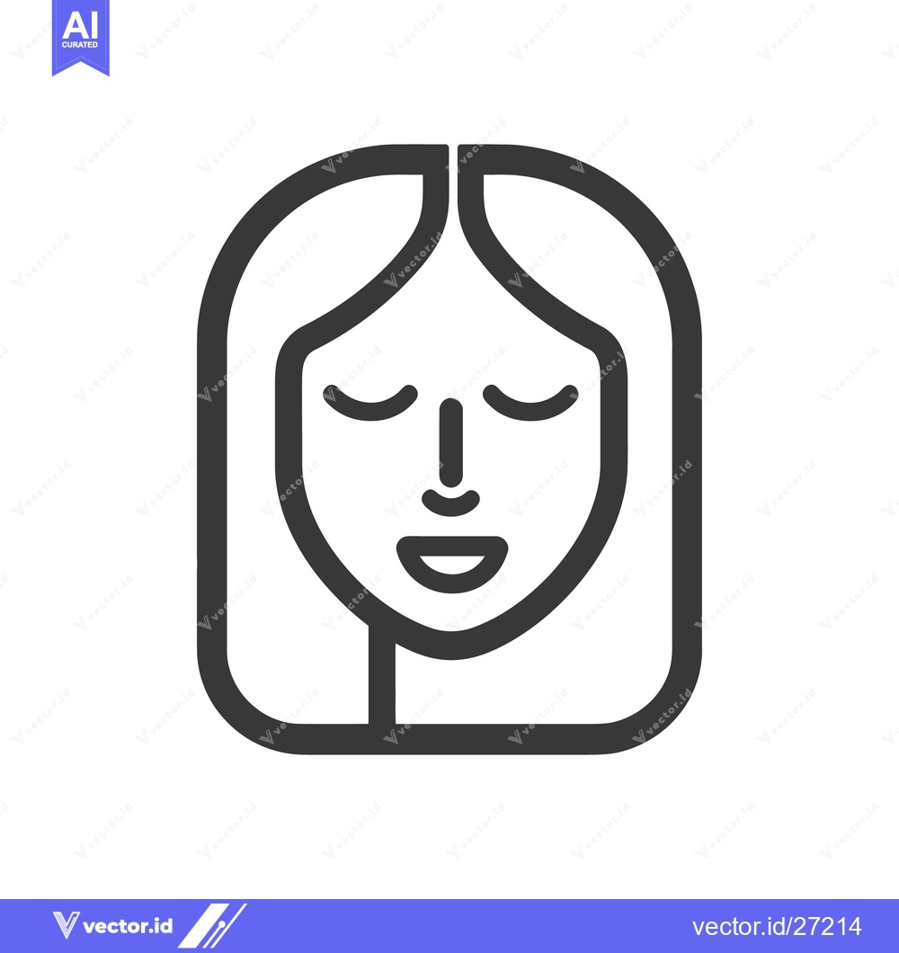 Premium Vector dari A simplified icon illustrating a woman with closed eyes smiling