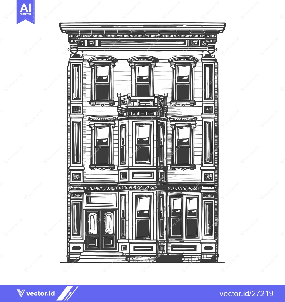 Premium Vector dari Elegant Victorian Style Three Story Building Illustration