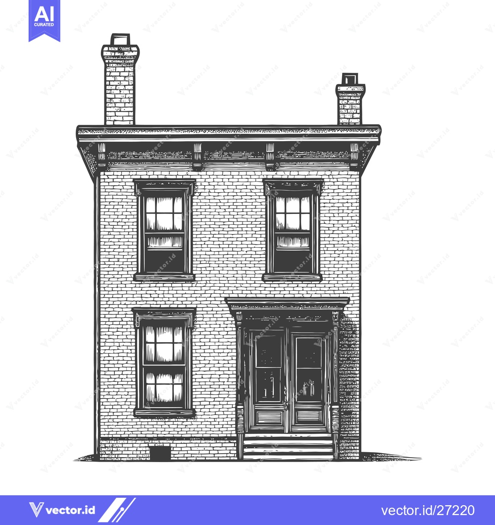 Premium Vector dari Brick House Exterior Architectural Drawing Illustration