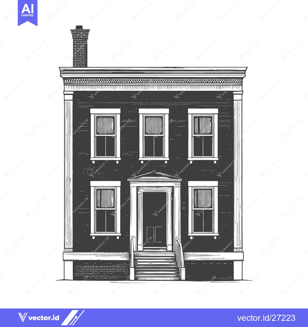 Premium Vector dari Classic Three Story House Architectural Drawing