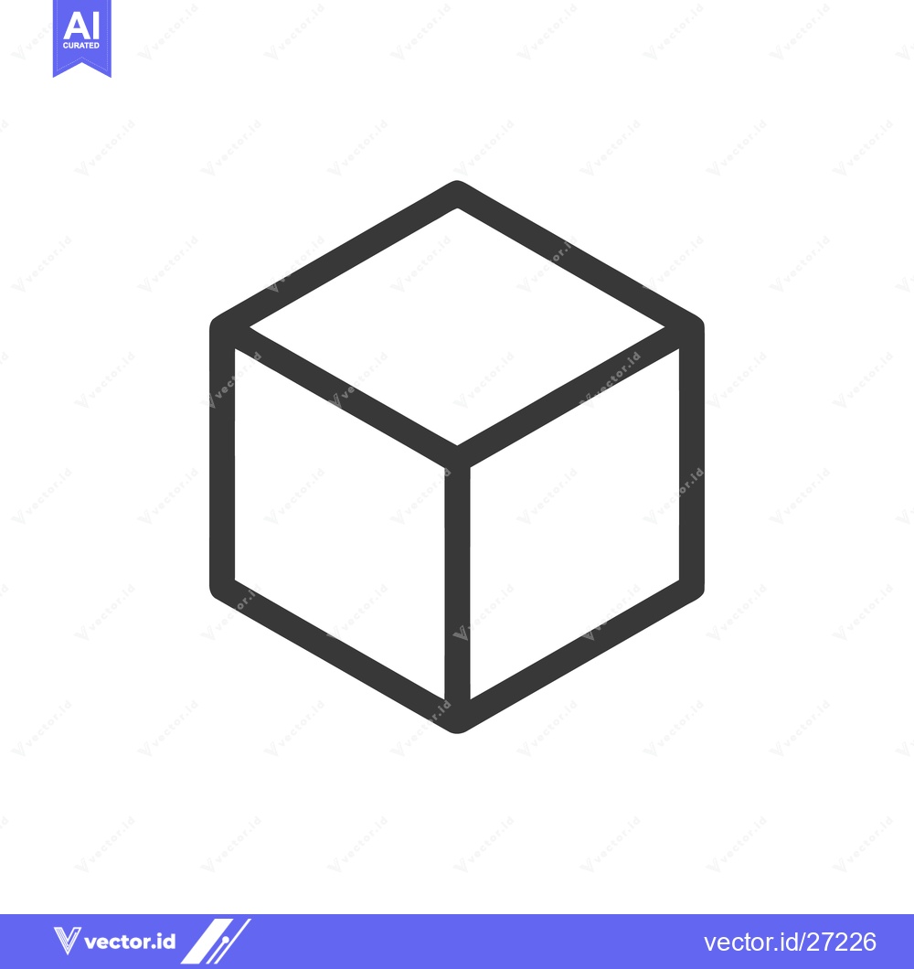 Premium Vector dari Minimalist Isometric Cube Outline Icon on White Background