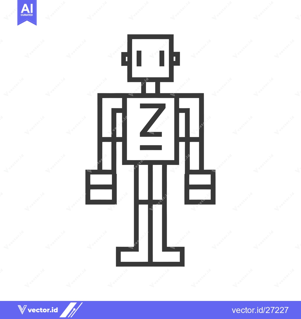 Premium Vector dari Blocky Robot with a Z on its Chest