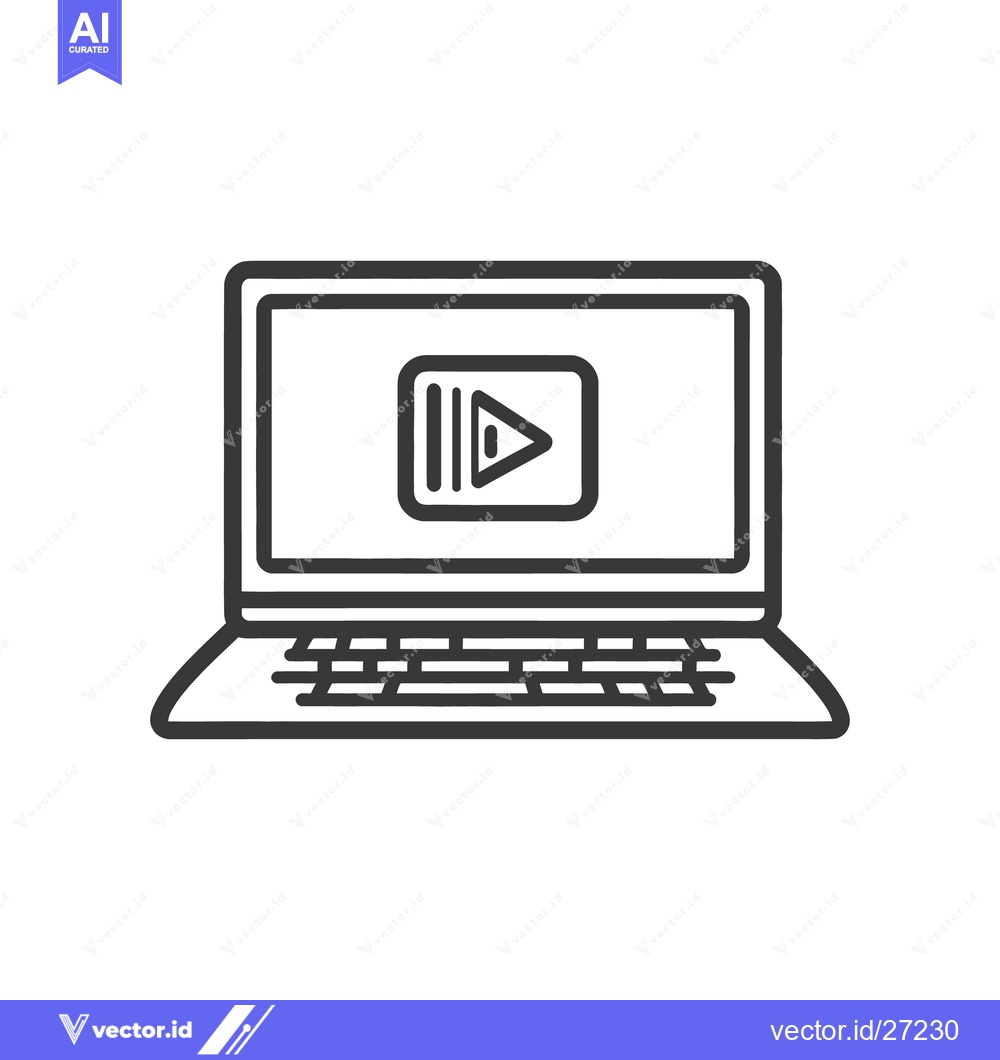 Premium Vector dari A laptop computer displays a video playback interface on its screen