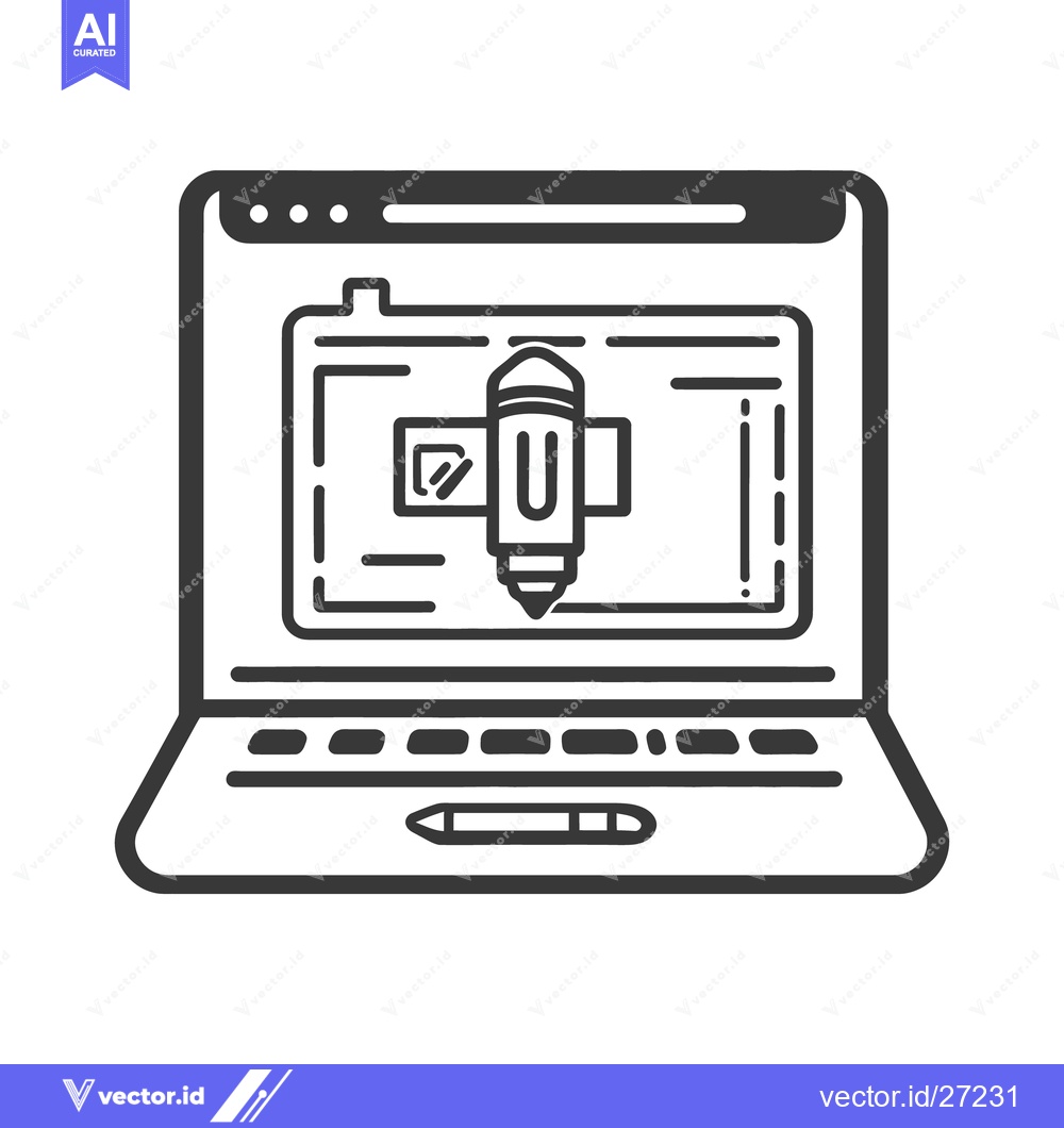 Premium Vector of A laptop displays a graphic design interface on its screen