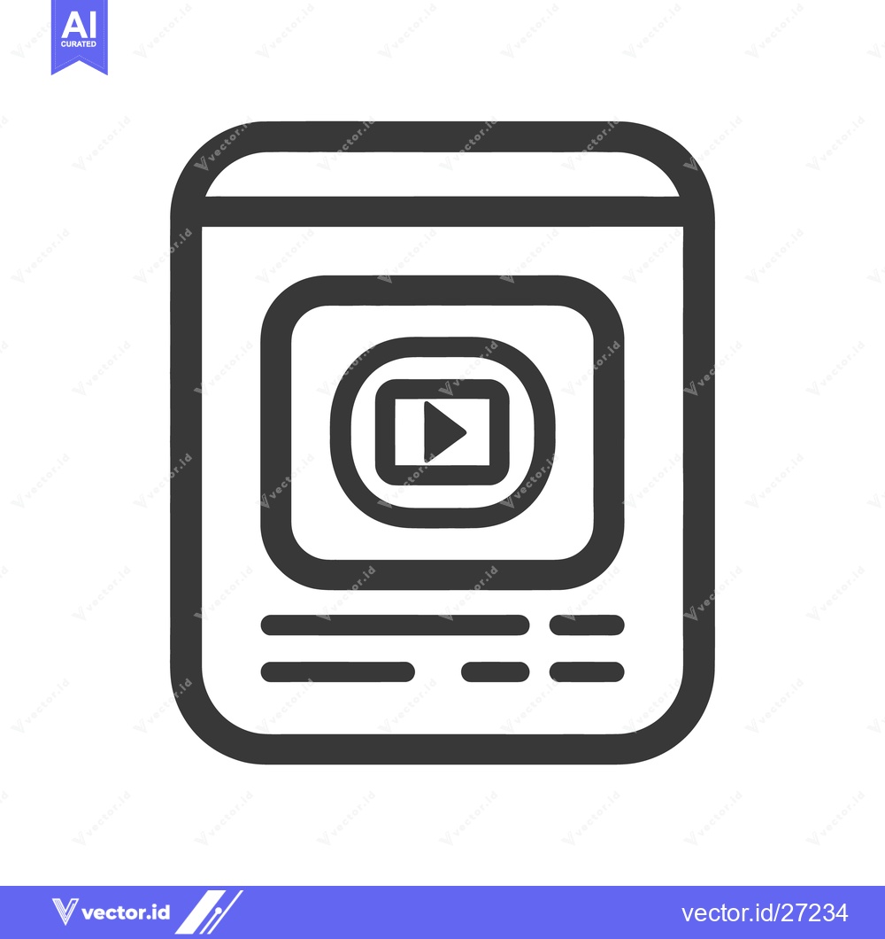 Premium Vector dari A stylized icon depicting a screen with a video playback symbol