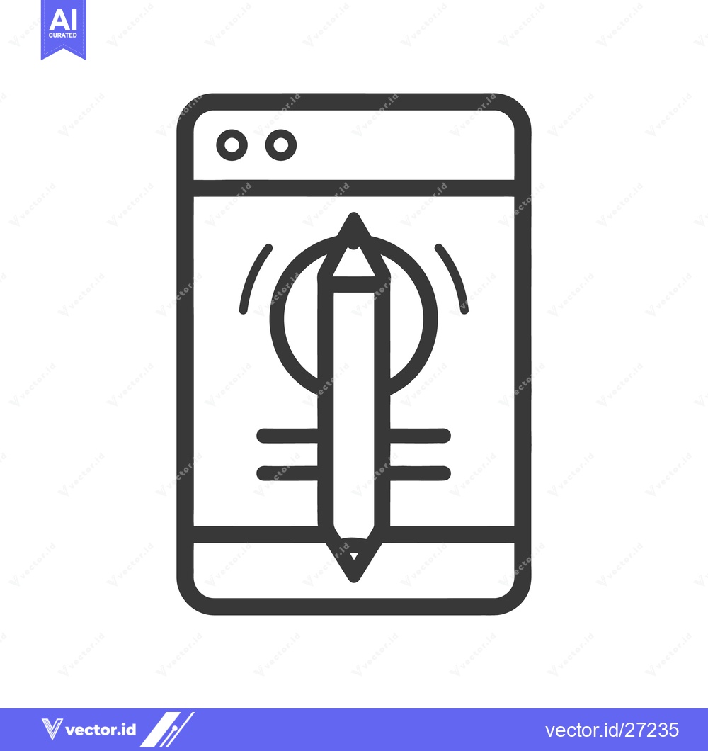 Premium Vector dari A digital mobile device with drawing tools displayed inside its frame