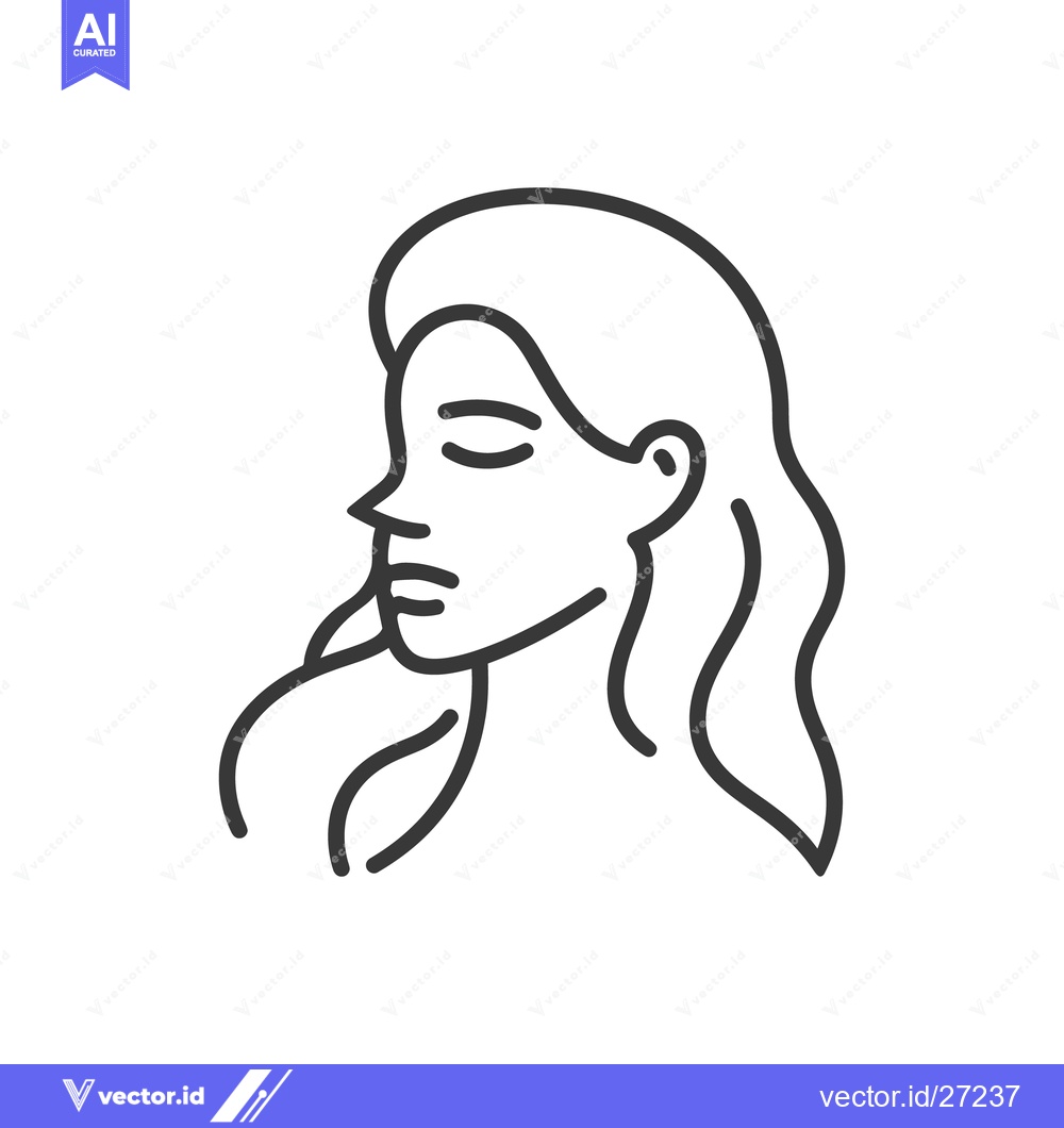 Premium Vector of Outlined depiction of a woman with long flowing wavy hair
