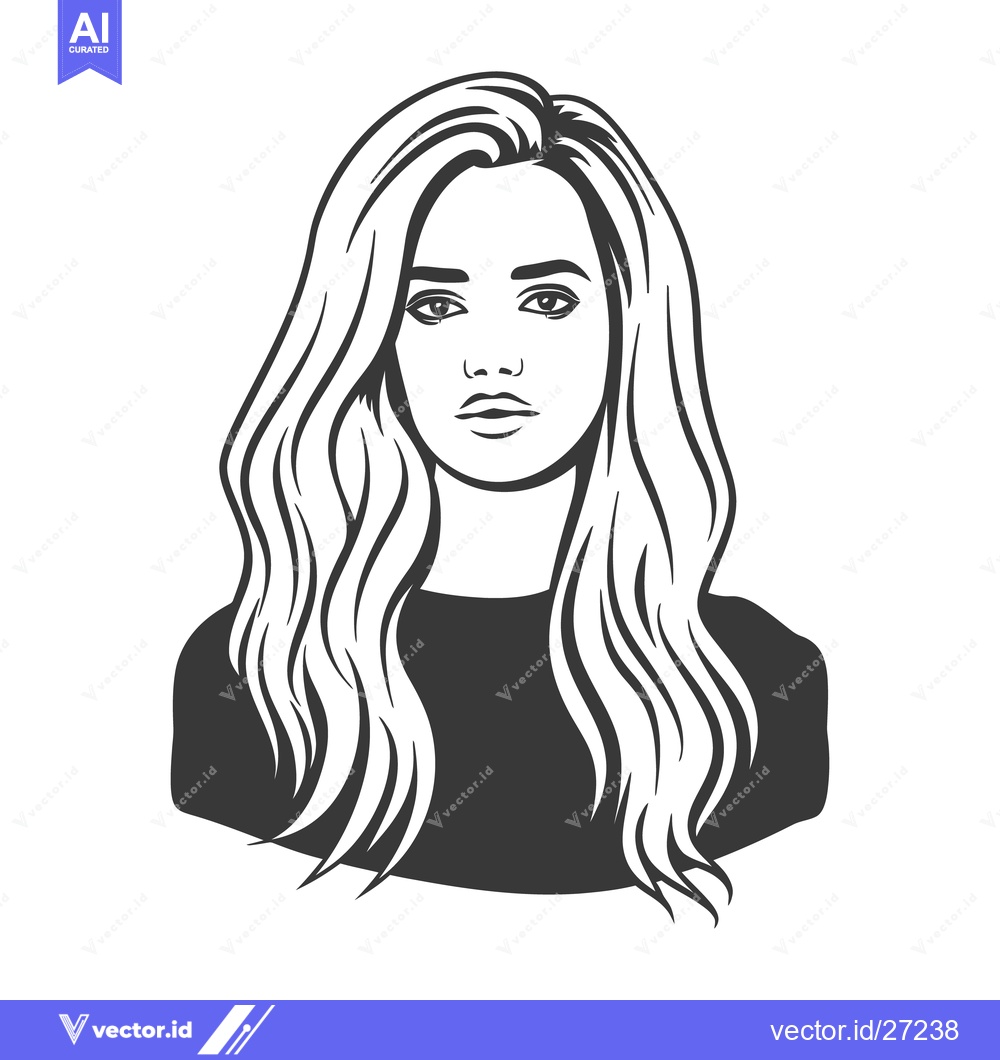 Premium Vector dari A black and white illustration of a beautiful woman face