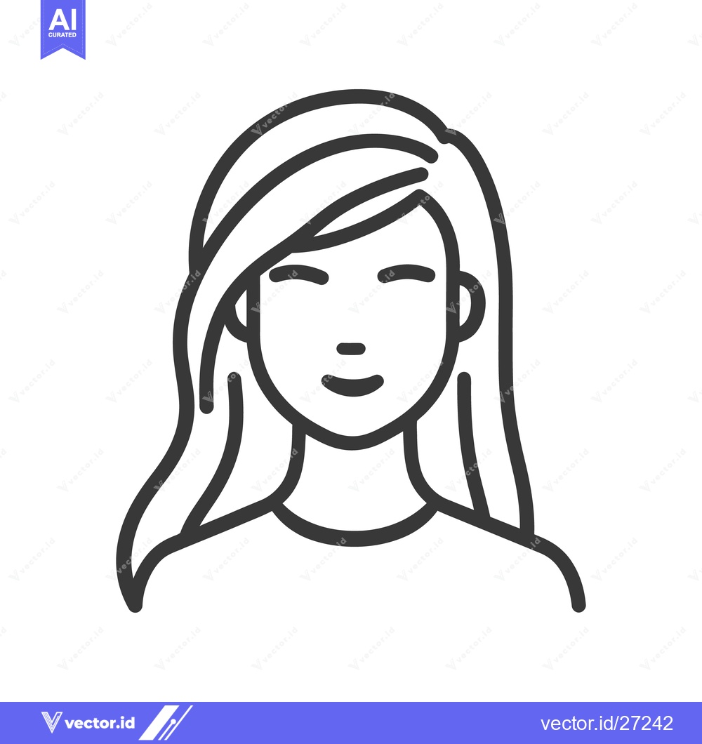 Premium Vector of A smiling woman face depicted in black line art
