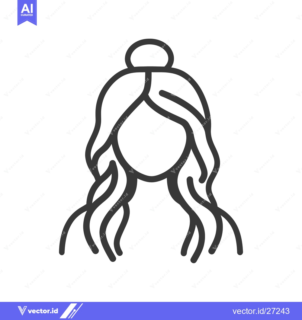 Premium Vector dari A simplistic outline illustration of a woman with long wavy hair
