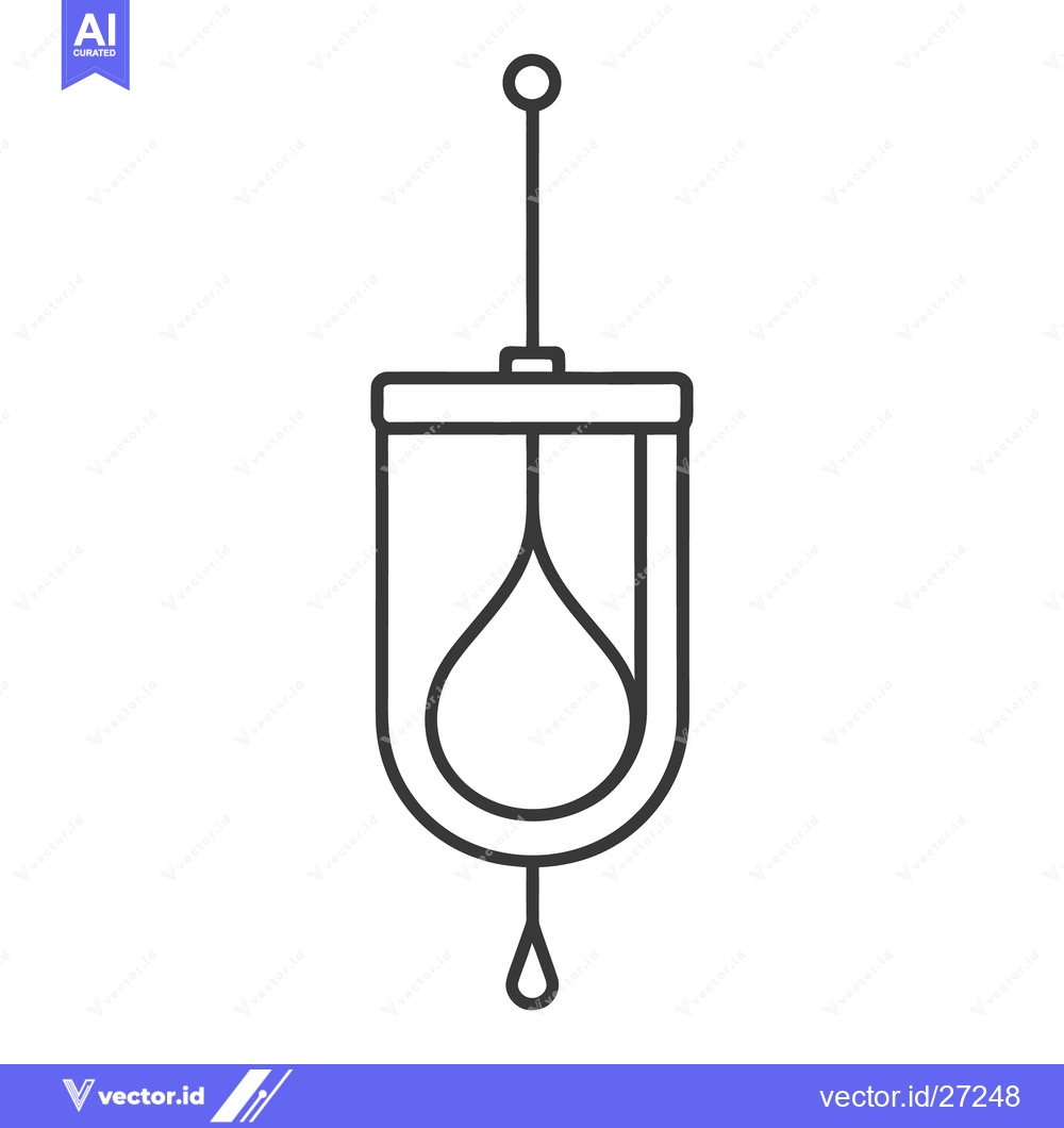 Premium Vector of A monochrome illustration of a hanging medical drip device