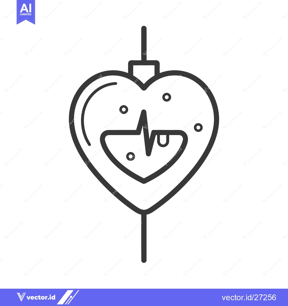 Premium Vector dari A simple icon depicting a heart with a heart rate monitor