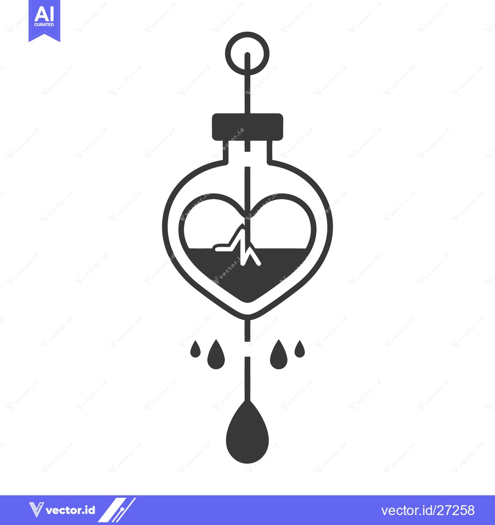 Premium Vector of A stylized illustration of a heart shaped intravenous drip bag