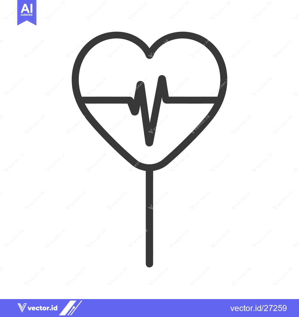 Premium Vector of A stylized illustration of a heart shape with a pulse line