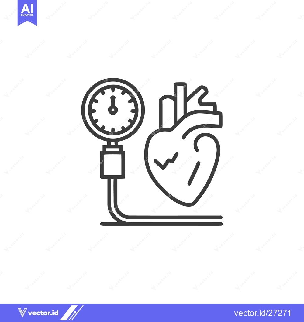 Premium Vector dari Heart Health Check: Blood Pressure Monitor and Heart Icon in Line Art
