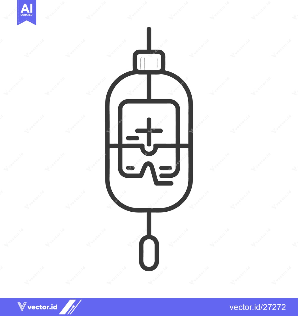 Premium Vector of An illustrated black and white image of an intravenous drip bag