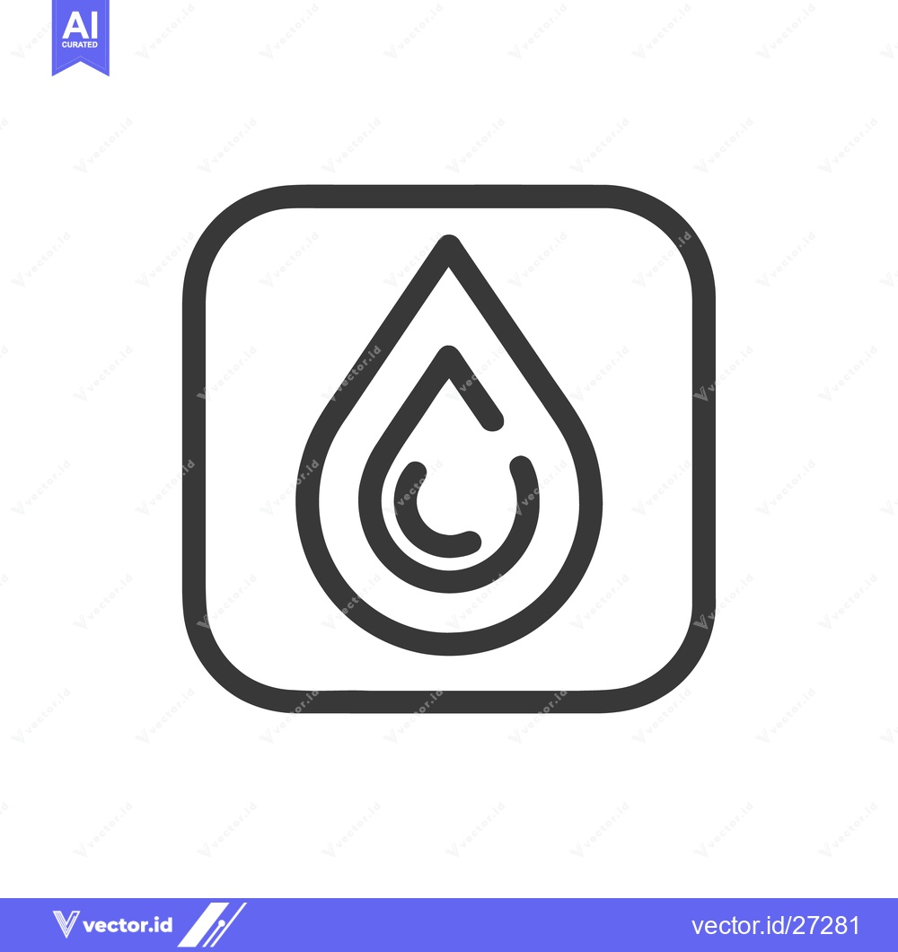 Premium Vector dari Minimalist Water Drop Icon in Rounded Square Frame, Clean Design