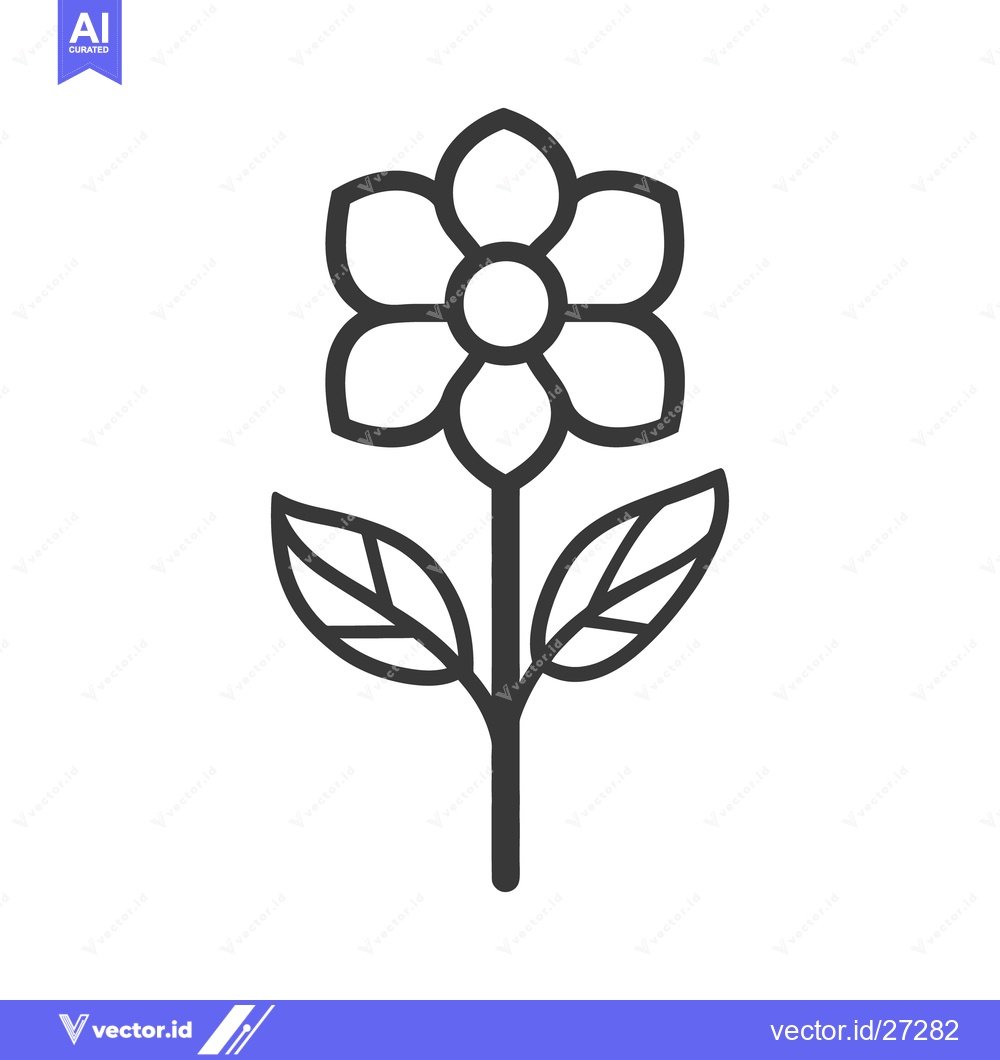 Premium Vector dari A simple linear illustration depicting a blossoming flower with leaves
