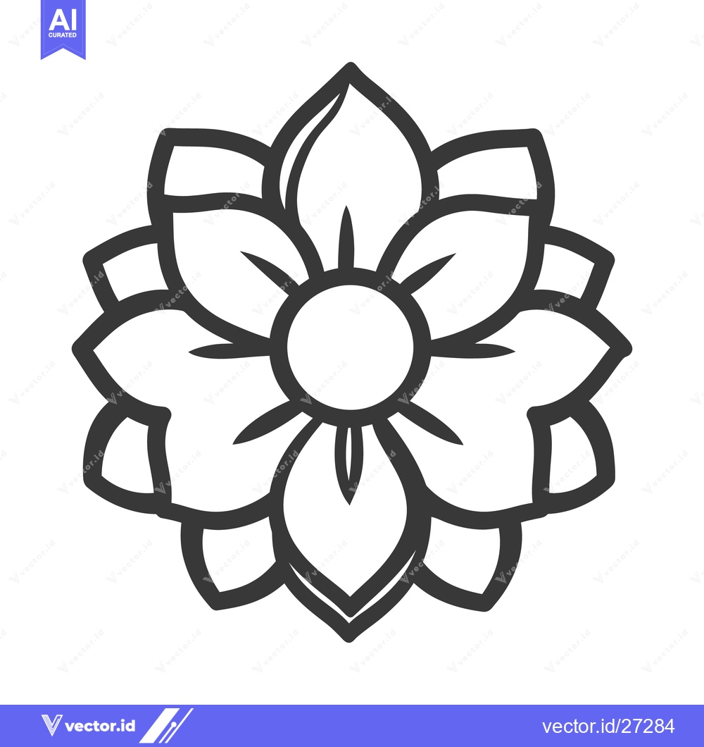 Premium Vector of A simple black and white illustration of a beautiful flower