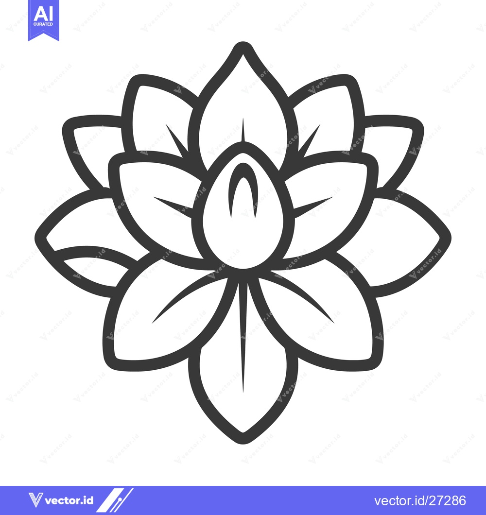 Premium Vector dari A simple symmetrical monochrome depiction of a flower design