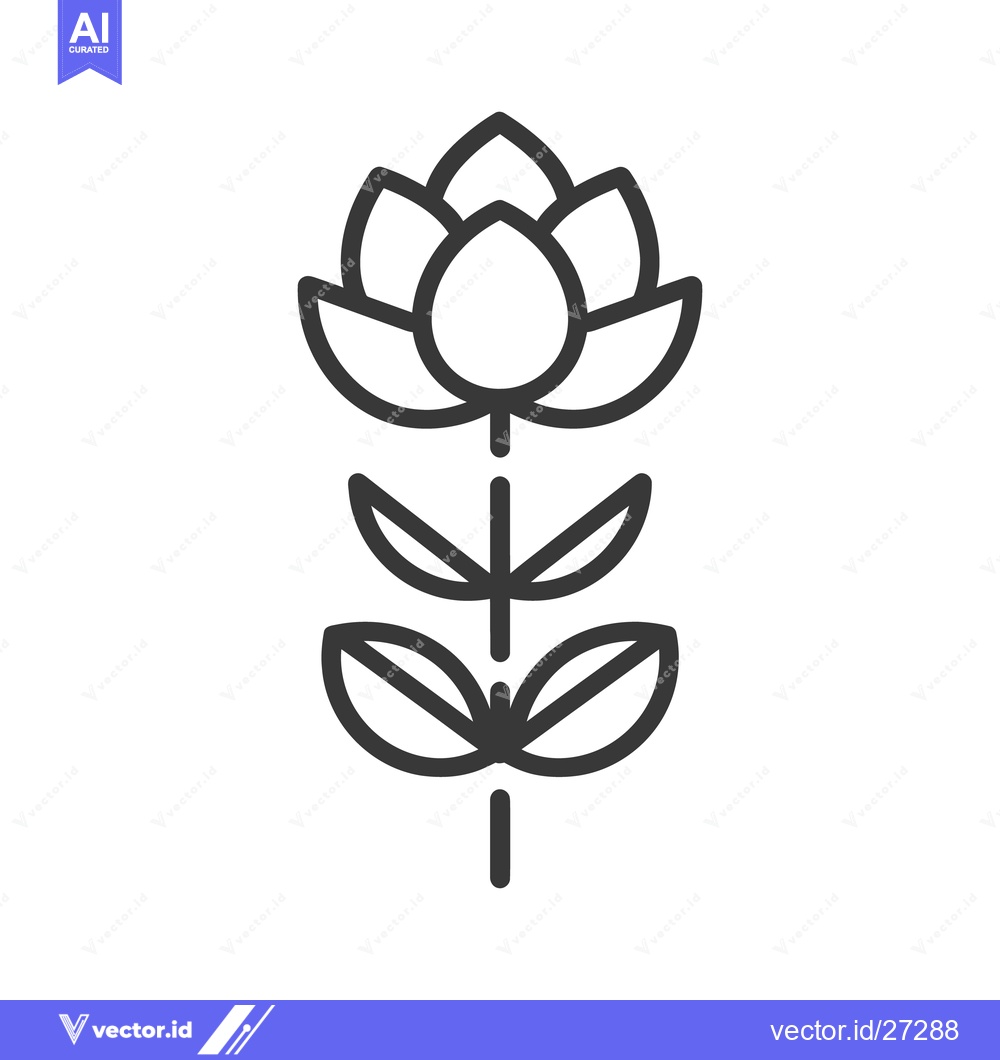 Premium Vector of Simple Black Outline Illustration Depicting A Botanical Flowering Plan