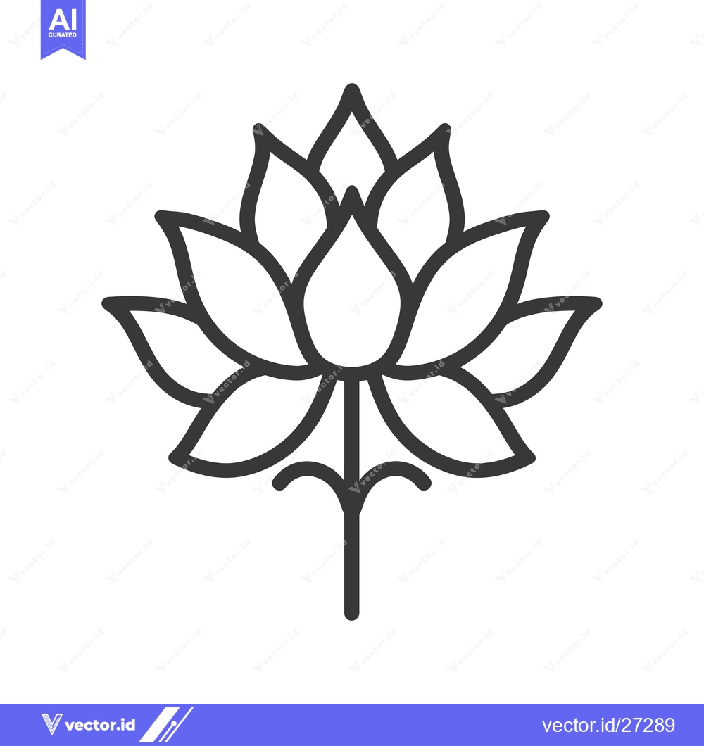 Premium Vector dari A stylized black outline depiction of a beautiful blooming flower