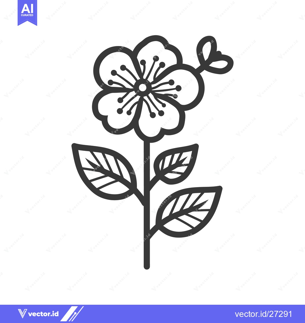 Premium Vector dari A simple black and white illustration of a flowering plant