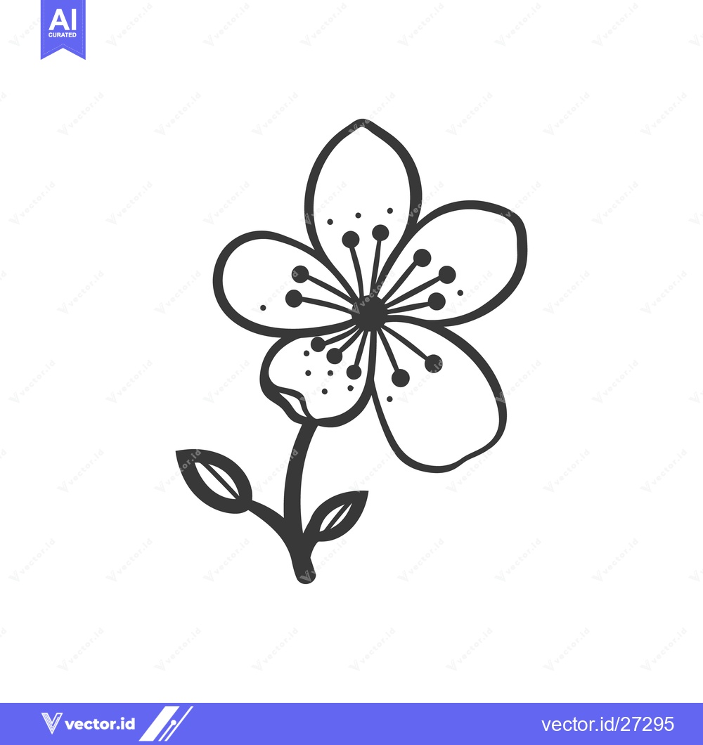 Premium Vector of A Detailed Black and White Line Drawing of a Blossom