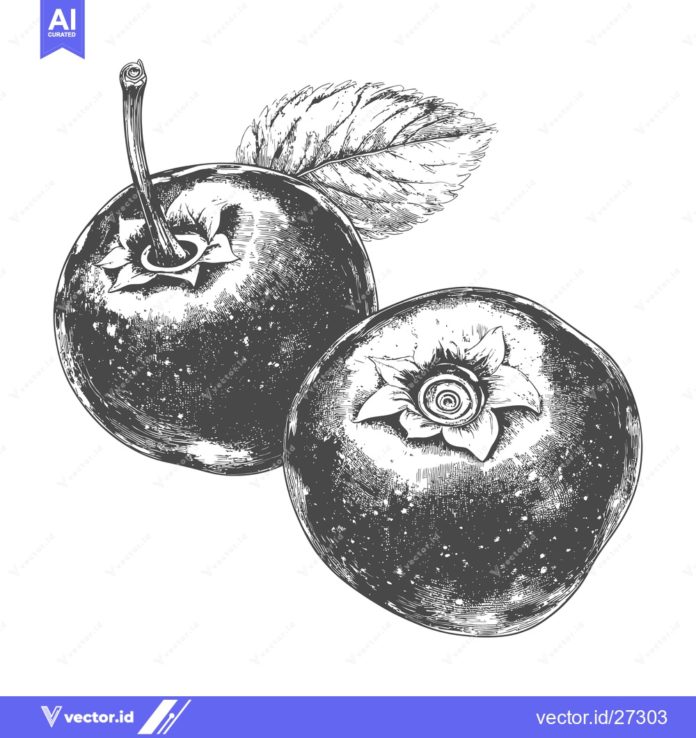 Premium Vector dari Hand Drawn Illustration Of Two Plums With A Leaf