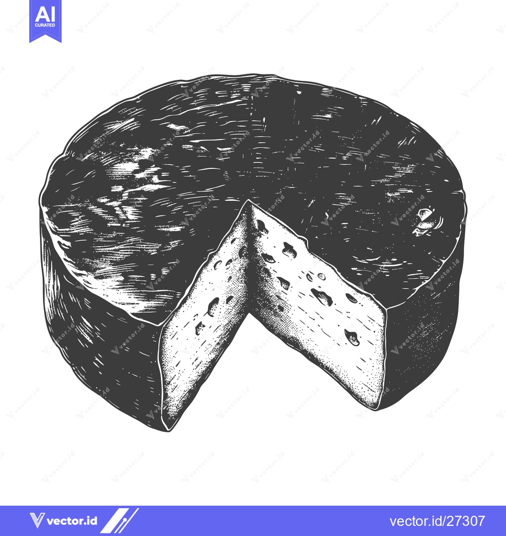 Premium Vector dari A wheel of cheese sliced showing its texture