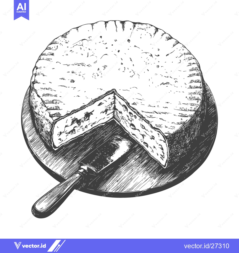 Premium Vector of Round Cheese Wheel on Wooden Board with Cheese Knife