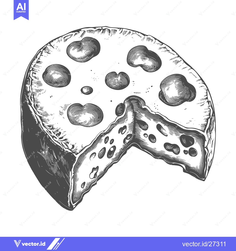 Premium Vector dari A wheel of cheese with a slice removed showing its interior