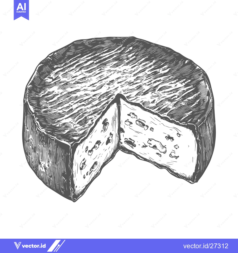 Premium Vector dari A wheel of cheese sliced showing its interior texture
