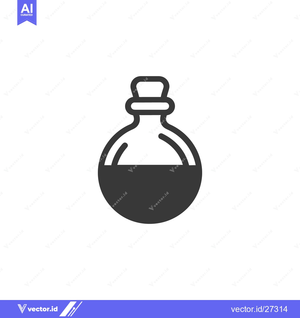 Premium Vector dari A graphic illustration depicting a rounded potion bottle with a cork