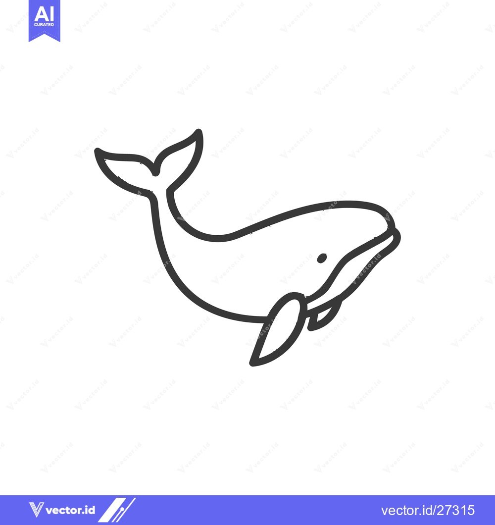 Premium Vector dari A simple black and white outline illustration of a whale