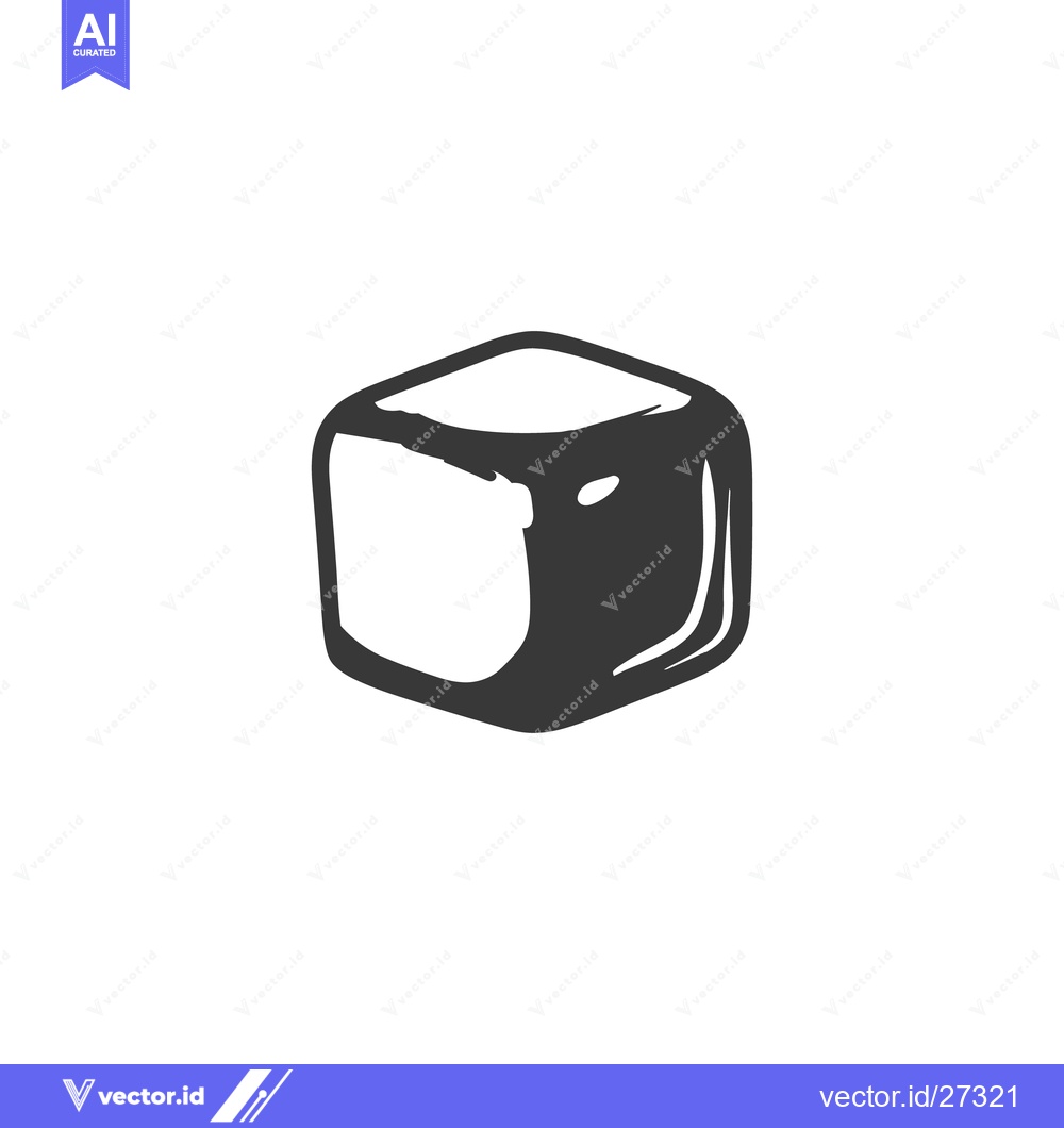 Premium Vector dari A single cube of ice presented in black and white graphic