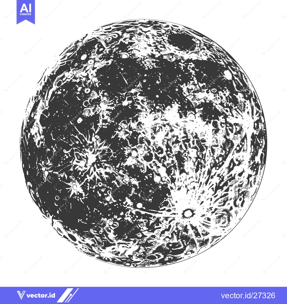 Premium Vector of Detailed Ink Drawing Of A Full Moon Surface