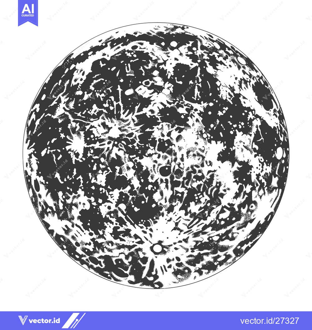 Premium Vector dari Detailed Ink Drawing Of A Moons Surface
