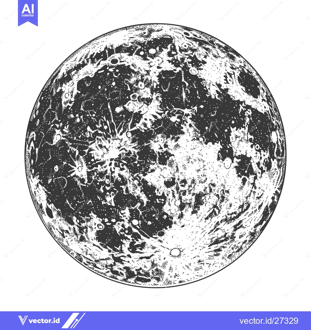 Premium Vector of Detailed Ink Drawing of the Moons Surface