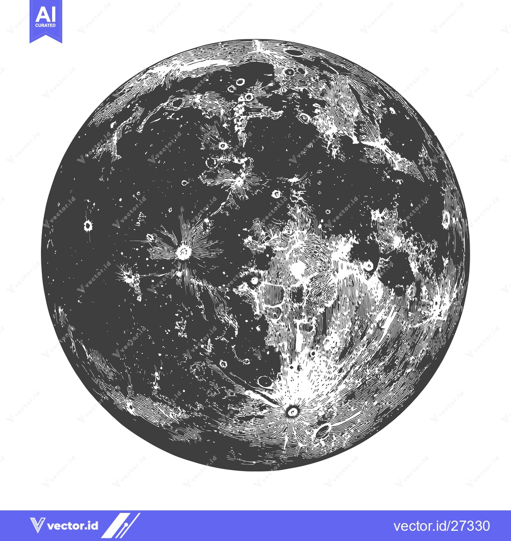Premium Vector of Detailed Engraved Illustration Of The Moons Surface