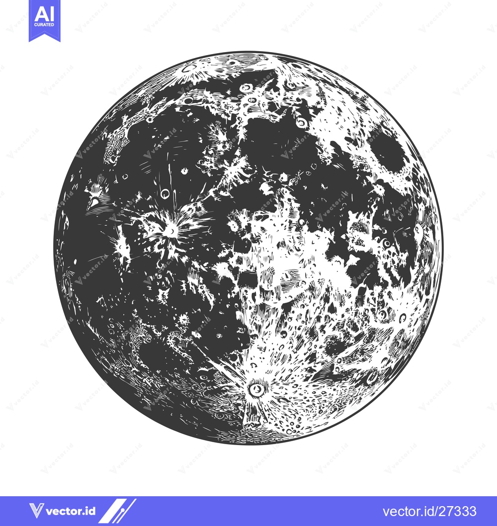 Premium Vector dari Detailed Engravings Depict Lunar Surface Craters And Texture