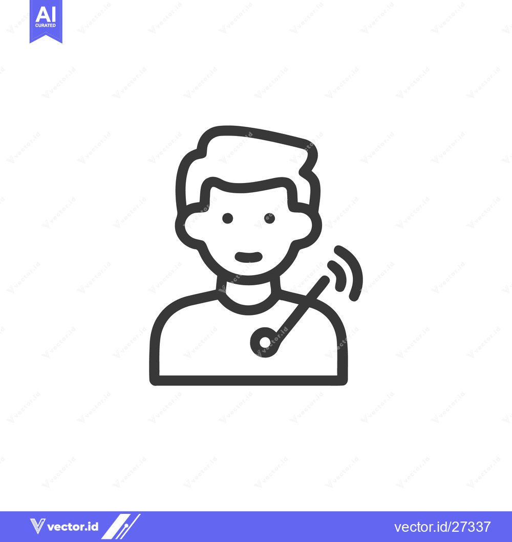 Premium Vector dari Man with Microphone Icon: Bold Outline, Communication Concept, White B