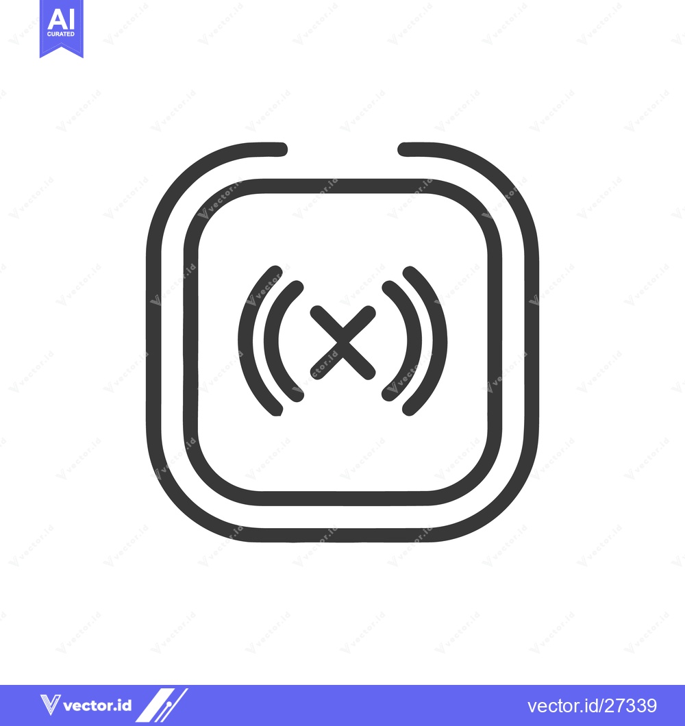 Premium Vector dari Mute Icon in Rounded Square with Sound Waves, Dark Gray on White